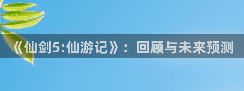 新宝GG校服：《仙剑5:仙游记》：回顾与未来预测